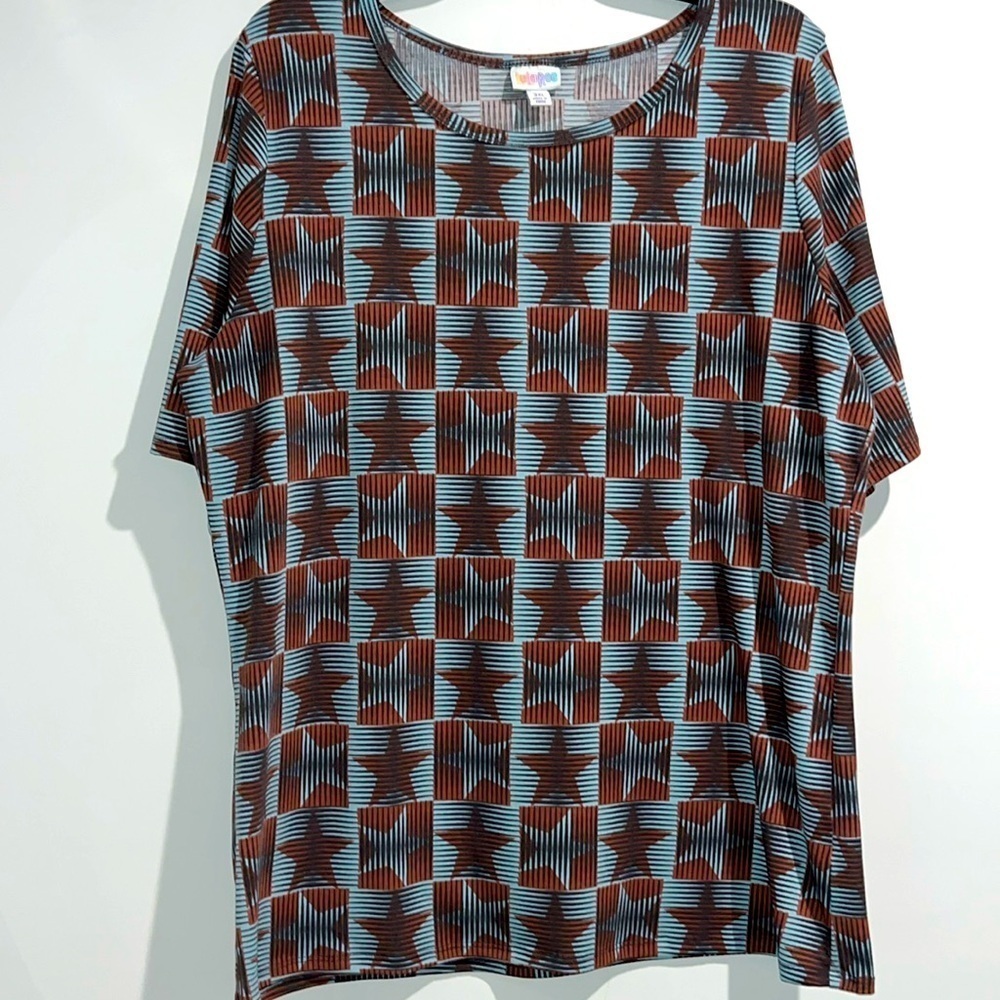 Lularoe blue brown star top. Size:3X.